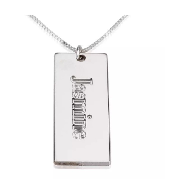 N/A MINI DOG TAG CUSTOM NAME NECKLACE: STERLING SILVER, 24K
