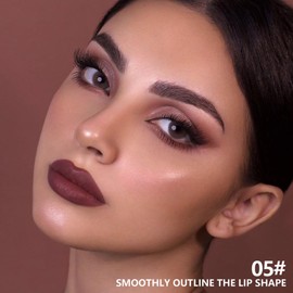 QIDSTERS Matte Lipstick Crayon for Women, Dark Purple 24 Hour Lipstick Lip Liner Pencil, Neutral Lip Stick Lipliner Long Lasting Waterproof Smudge Proof, Vegan & Cruelty-Free, 05