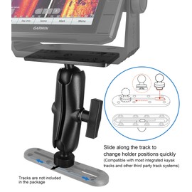 WINDFRD Aluminum Fish Finder Mount with T-Bolt Track Ball, Depth Finder Mount with 1.5"/C Size Ball for Boat/Kayak Track, Marine Electronic Stand, Compatible with Garmin, Lowrance, Humminbird and More