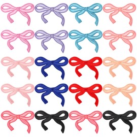 3x2in Bow Iron on Patches for Clothes Cute Coquette Bowknot Patch Embroidery Sticker Applique DIY Sewing Jeans Shirt Hat Jacket Backpack (10colors, 20pcs)