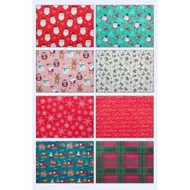 KARRMA. 8 Large Christmas Wrapping Paper Sheet Traditional Tartan Reindeer Ideal For Gifts And Presents In The Festive Season With Traditional Assorted Designs - 70x50cm