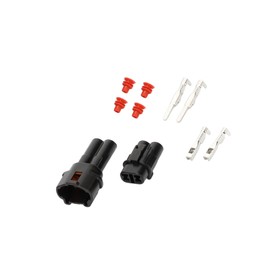 Partuto 2 Pin Waterproof Connector Plug, 2mm Series Male Female Wire Terminal Connector for Kawasaki for Suzuki Motorcycle Plastic Copper Black, 1 Set Replacement