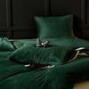 WARMDERN Emerald Green Velvet Duvet Cover King Size Flannel Duvet