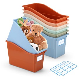 6 Pcs Plastic Storage Boxes, Files Book Bins for Classroom Multiple Colors Storage Baskets, Storage Boxes (Morandi)
