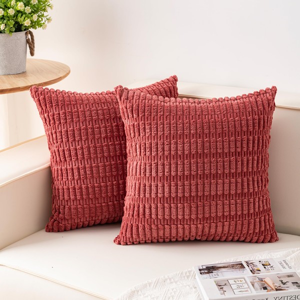Aegero Pack of 2 Corduroy Decorative Throw Pillow Covers 20x20