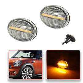 MODIPIM 2X Fender Lamp Amber LED Side Marker Lights Auto Replacement Parts For MINI Cooper R55 R56 R57 R58 R59 (Clear Lens NOT fit for R60 Countryman R61 Paceman)