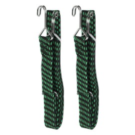 HARFINGTON 2Pcs Bungee Cord with Hooks 78" Heavy Duty Flat Adjustable Bungee Cords Latex Bungee Straps with Metal Hooks and Buckle for Tents Truck Outdoor Camping, Black Green