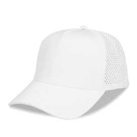 ZTL Men Women Quick Dry Baseball Cap Water-Resistant Performance Laser Cut Mesh Snapback Hat White
