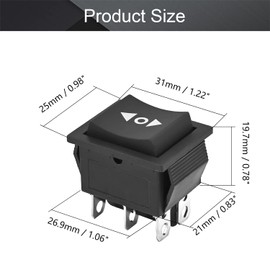 Fielect KCD4 ON/Off/ON Boat Rocker Switch DPDT 6 Pin 3 Position 250V/16A 125V/20A Rocker Switch Car Auto Boat Rocker Toggle Switch Snap AC