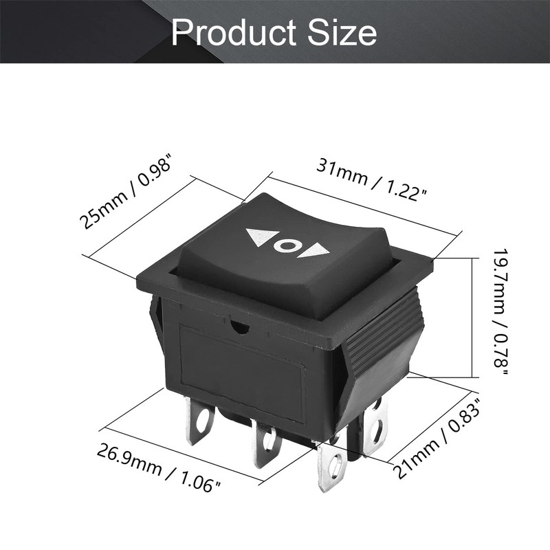 Fielect KCD4 ON/Off/ON Boat Rocker Switch DPDT 6 Pin 3