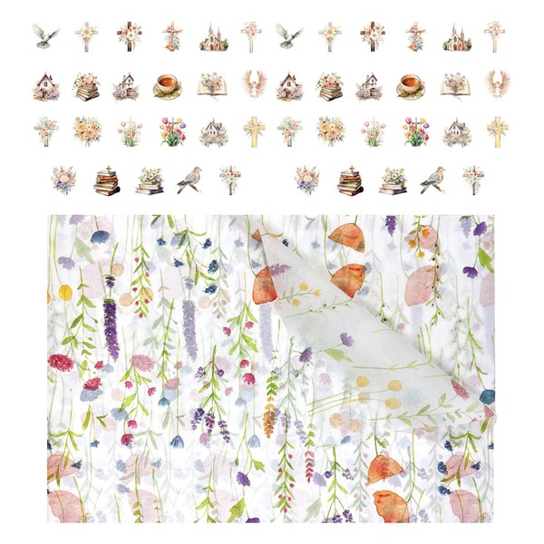 OVDGWC 20 pieces flower paper, 1 pack flower sealing stickers,