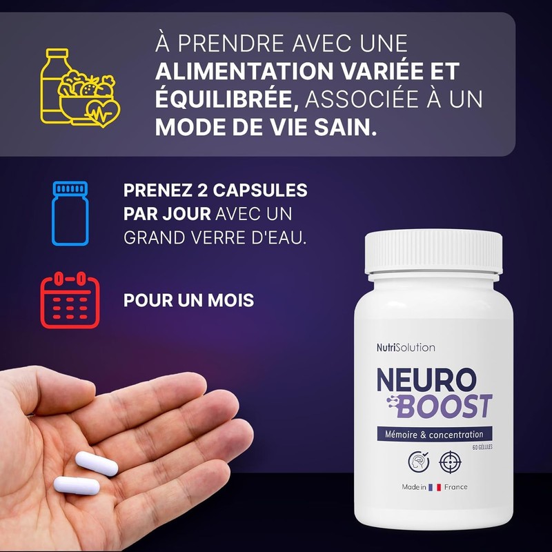 NeuroBoost: Dietary Supplement with Ginkgo Biloba, Vitamin B12 & Herbal