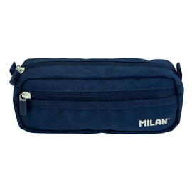 MILAN Rectangle Pencil Case with 2 Zippers Series 1918 Navy Blue 081148SNCB