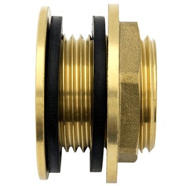 SHYNE SHYNE Premium 1/2 Zoll Regentonnendurchführung aus Messing + 2X Gummidichtungen für Wasserhahn, Zapfhahn an Fass, Regentonne, Tanks rostfrei (3er Pack)