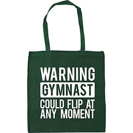 Hippowarehouse Warning Gymnast Could Flip At Any Moment Tote Shopping Gym Beach Bag 42cm x38cm, 10 litres