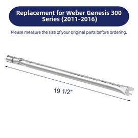 Meyafiny 4 pcs 19.5” Grill Burner Tubes 304 Stainless Steel 62752 Burner Replacement for Weber Genesis 300 Series Genesis E310 E320 E330 S310 S320 S330 EP-310 EP320 with Front Control Knob Grill parts