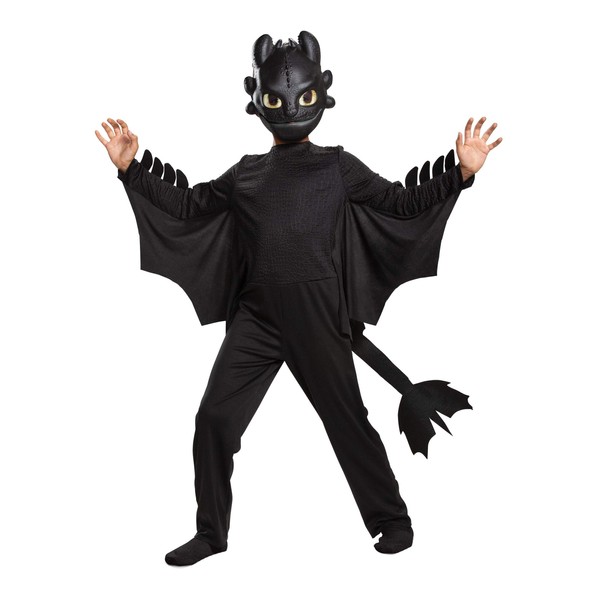 Disguise Toothless Classic How to Train Your Dragon Child Costume, Kids Sizel (3T-4T), Black