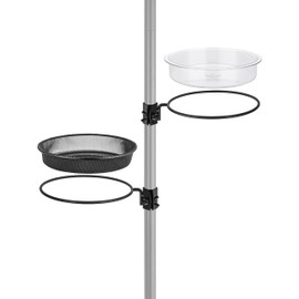 iBorn Bird Feeders Station Mesh Tray and Ring for 1” Pole Stand Station Outdoor Accessory for Humming Bird Feeders for Outside,Fit for 1 Inch Pole, Pack of 1 (Mesh & Water tray, Pack of 2)