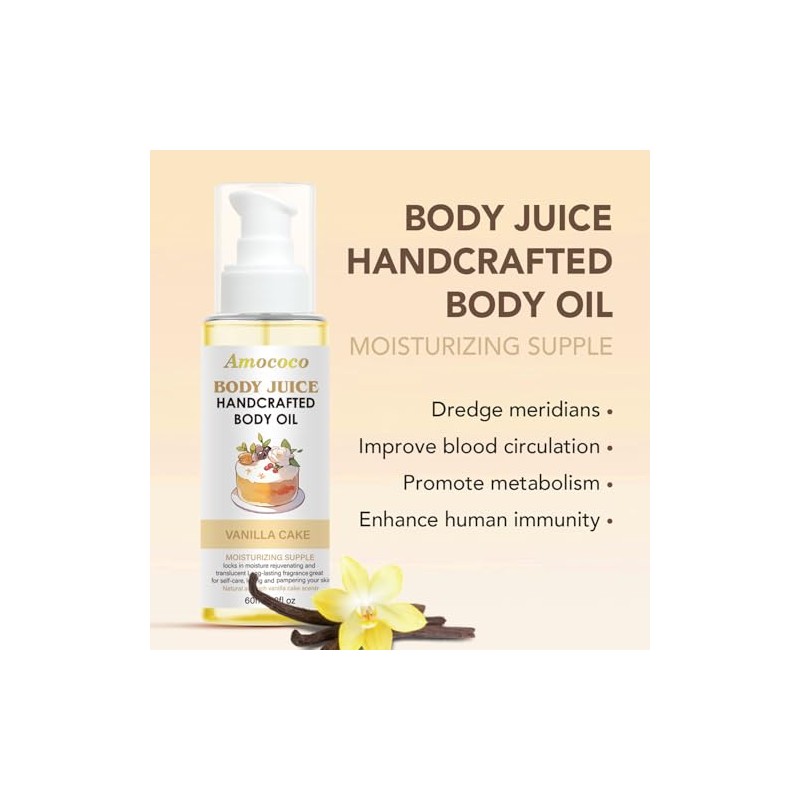 Aceite corporal Vanilla Cake, hidratante para piel seca con aceites