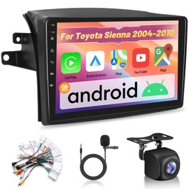 for Toyota Sienna 2004 2005 2006 2007 2008 2009 2010 Android Car Stereo with Wireless Carplay & Android Auto - 2+64G 9 Inch HD Touchscreen Radio, Equalizer, GPS, WiFi, with AHD Rear View Camera