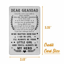 Fathers Day Card for Grandad from Granddaughter - Best Grandad Ever Gifts - Grandad Birthday Wallet Card from Granddaughter