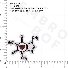 EMBRO BOF Chemie Kaffee Patch - 6.0 cm Cool Coffee Iron on Patch - Bestickte Wissenschaft Kaffee Patches zum Aufbügeln für Jacken
