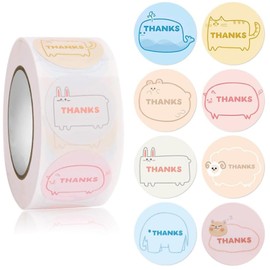 500 Pcs Thank You Stickers, Cute Animal Thank You Stickers Labels for Baking Packaging, Small Business, Round Sticker Tags for Envelopes Seals, Gift or Crafts Wraps