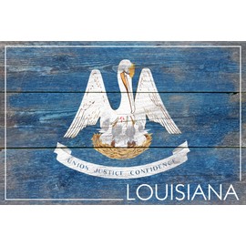 Rustic Louisiana State Flag (36x54 Giclee Gallery Print, Wall Decor Travel Poster)