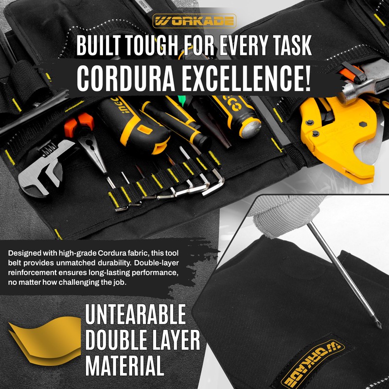 WORKADE Tool Belt | Magnetic Tool Pouch with 32 Pockets