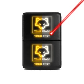 Dual Function/Dual Color Push Switch ON-Off with Connector Kit Replacement for Toyota Tacoma Tundra 4Runner Sequoia etc - [Custom Logo Top & Bottom] - Size 0.87 x 1.28 in - Orange-White/Orange-White