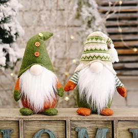 XNSHUN Set of 2 Christmas Decoration Gnome Figures, Handmade Christmas Gnome, Santa Tomte Gnome Gnome Decoration, Santa Claus for Christmas Decoration (A)