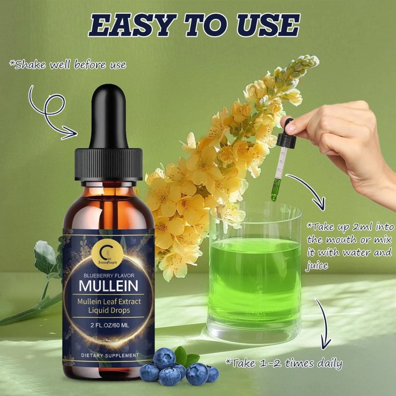 2 PACK Mullein Drops for Lungs, Detox and Cleanse Mullein