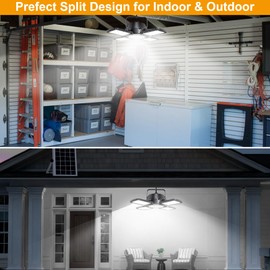 Auzev Solar Shed Light Indoor Outdoor Upgrade 176 LED 4 and 1 Heads Solar Powered Motion Sensor Pandent Daytime Work Lights with 4 Modes Remote Control Security lamp for Garage Gazebo Barn