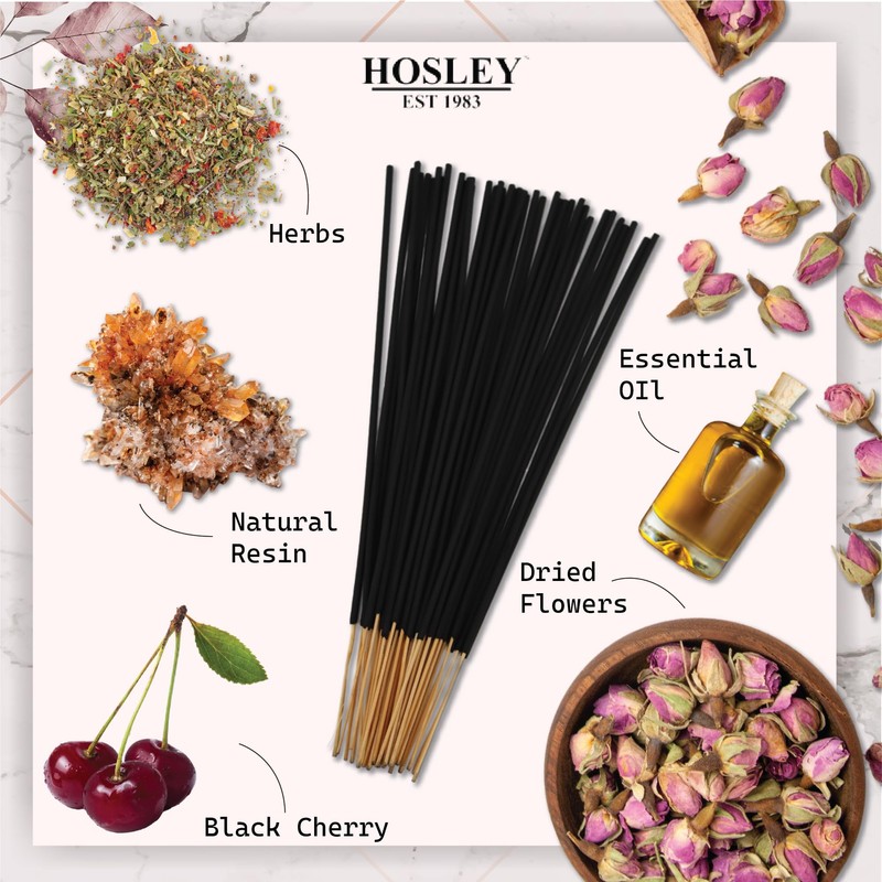 Hosley Black Cherry Fragrance Incense Sticks Essential Oils Infusion for