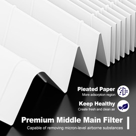 116130 Replacement Filter H for Winix 5500-2 AM80 Plasmawave Air Purifier, Middle Main Filter and Activated Carbon Filter Combo Pack, 4 Set