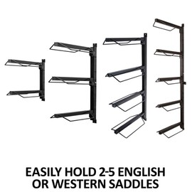 EASY-UP Mounted Saddle Racks | Optimal Storage Solution for Horse Saddles | Color Black | 3 Tier Saddle Rack