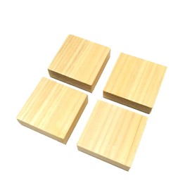 Hinoki Cypress Eraser Handle, Set of 4, [Double Sided Tape for Cutting Included] (4cm Square (Thickness 0.6 inches (1.5 cm))