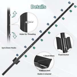 Toriexon Fence Posts 4.8 Ft - 8 Pack, Heavy Duty Metal Fence Post, No Dig U Post for Farm, Garden, Orchard and Outdoor Wire Fencing (Black)