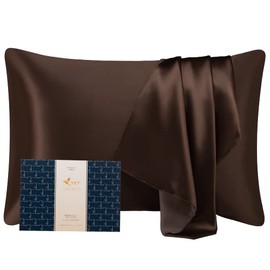 Tsuruwa Silk Envelope Pillowcase, 100% Silk on One Side, Grade 6A, 22 Momme, Tencel, Washable, Less Friction, Skin and Hair Beauty, Sound Sleep, No Bed Head, Gentle on the Skin, Brown, 19.7" x 27.6"