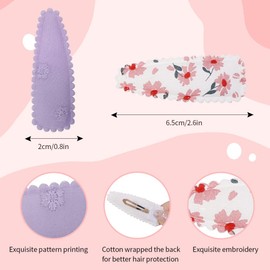20 Pcs Girl Hair Clips Floral Print Toddler Hair Clips Non Slip Wrapped Snap Hairpins for Kids Barrettes Hair Accessories for Baby Toddler Girls (Light Color)