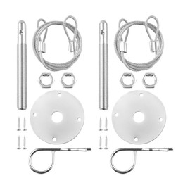 Sandfren Car Hood Pins Kit, Stainless Steel Vehicle Engine Pin Plate Bonnet Lock Clip, Modified Auto Racing Exterior Locking Latches Lanyard Rope Set for Reducing Shaking, Universal Fit (Silver)