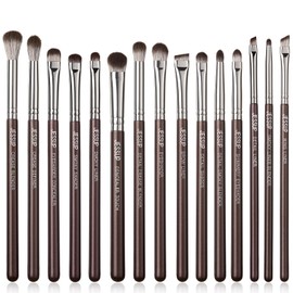 Jessup Brochas de Maquillaje Ojos Profesional 15pzs Marrón Pincele Maquillaje para Sombra,Delineador,Mezclar Ojo Sintéticas Primera Calidad, T499