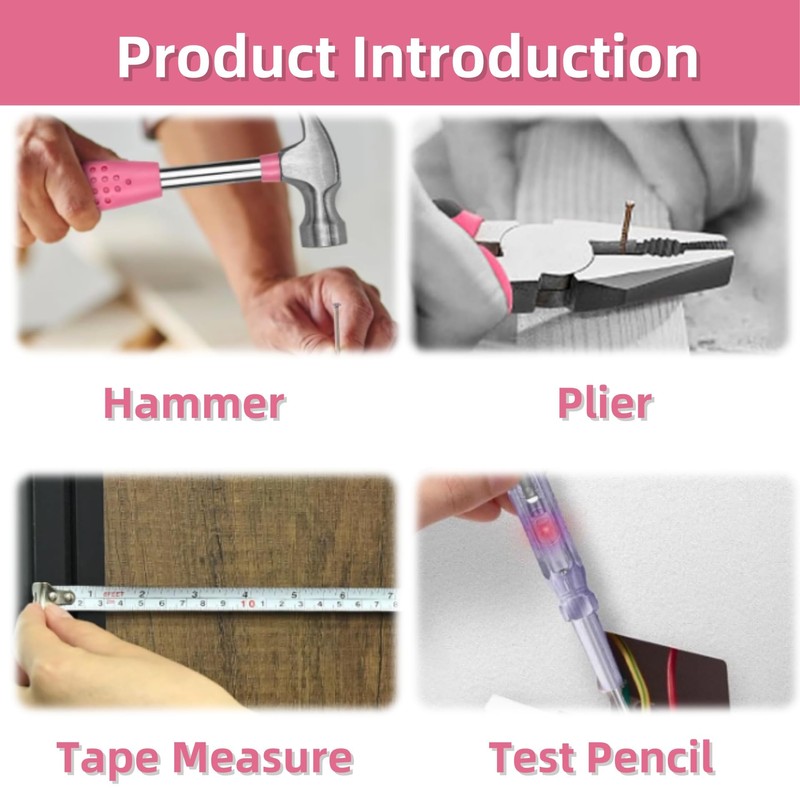 Home Tool Kit 24PCs - Pink Home DIY Repair Tool