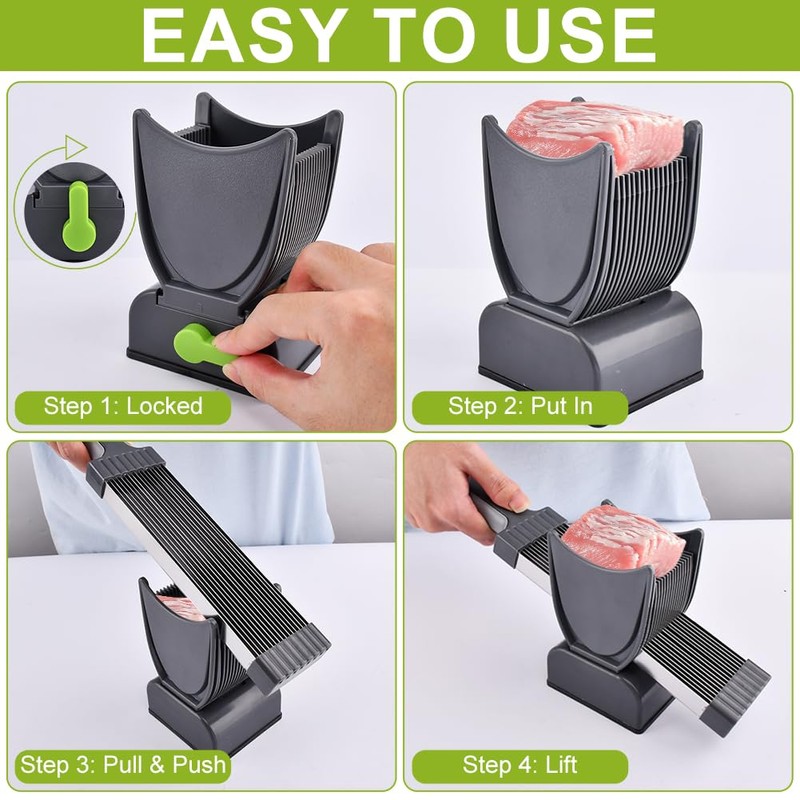Fresh Meat Slicer Cleaver Kitchen Knife Set, Thickness Adjustable 2