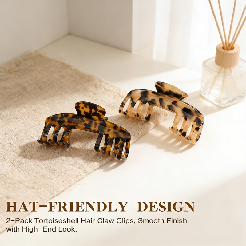 2 Pack Large Hat Hair Clips for Women, Acetate Claw