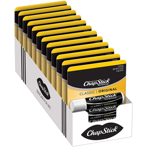 ChapStick Classic Original Lip Balm Tubes, Lip Care - 0.15 Ounce (Pack of 12)