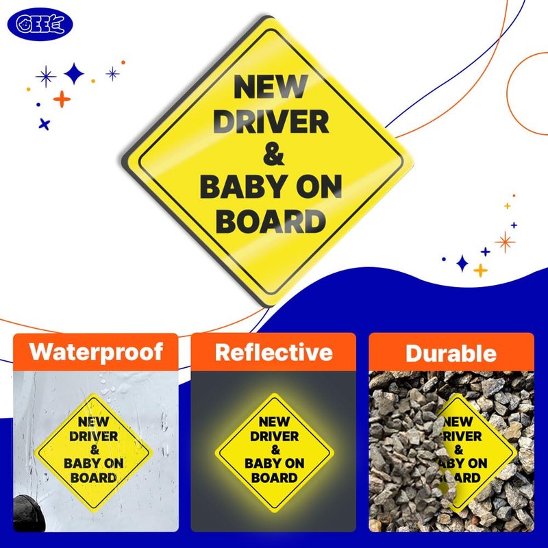 GEEKBEAR New Driver and Baby on Board Car Sign -