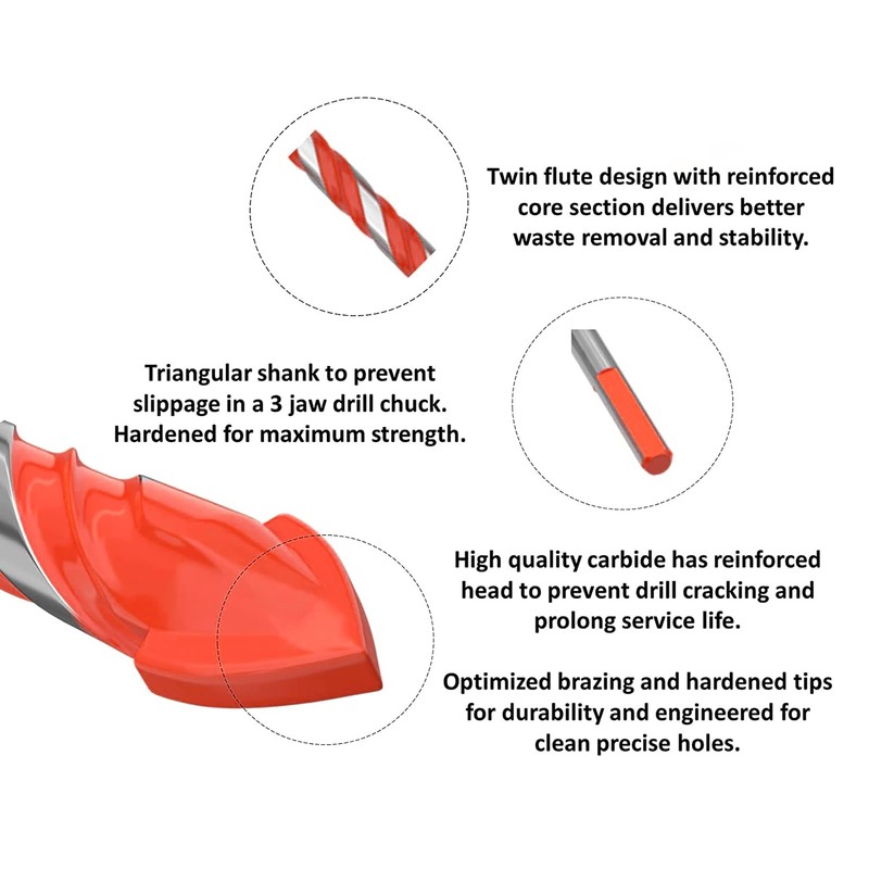 Dekton Multi Material Tile Drill Bit Set 5-10mm-Designed To Drill
