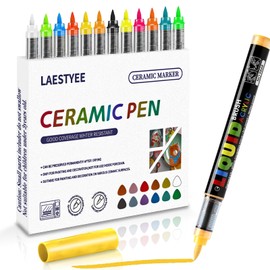Laestyee Ceramic pens 12 Colors Acrylic Markers 1.0-6.0mm Water and Fade Resistant Suitable for ceramics, glass, DIY crafts, gifts and art supplies.