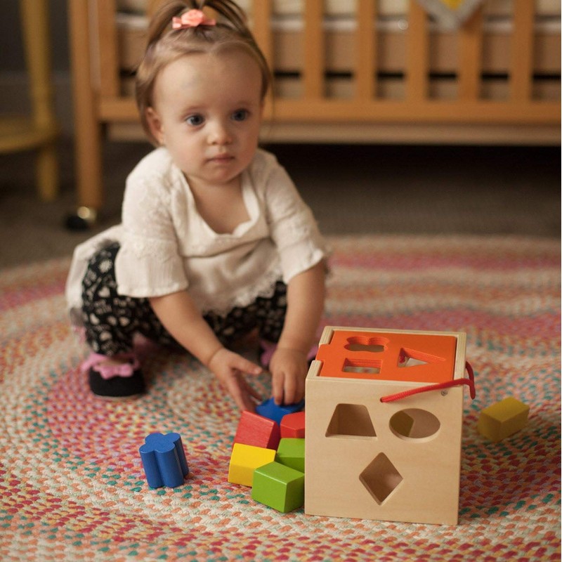 Fat Brain Toys Take-Along Shape Sorter - Wooden Montessori Learning